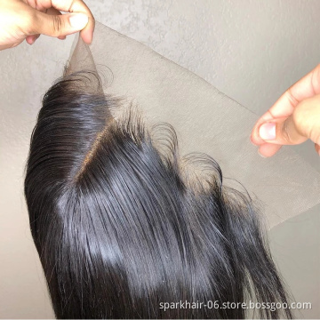10a 13*4 SPARK Virgin Brazil Human Hair Lace Closure for Women Silky Straight Brazilian Hair Extension Natural Black Free Part